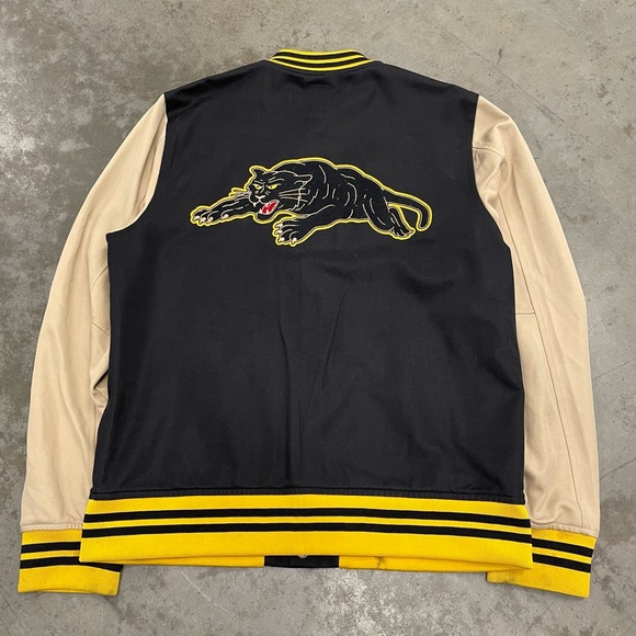 Vintage Lucky Brand Panther Black & Gold Varsity Jacket. Size Large - Picture 2 of 5